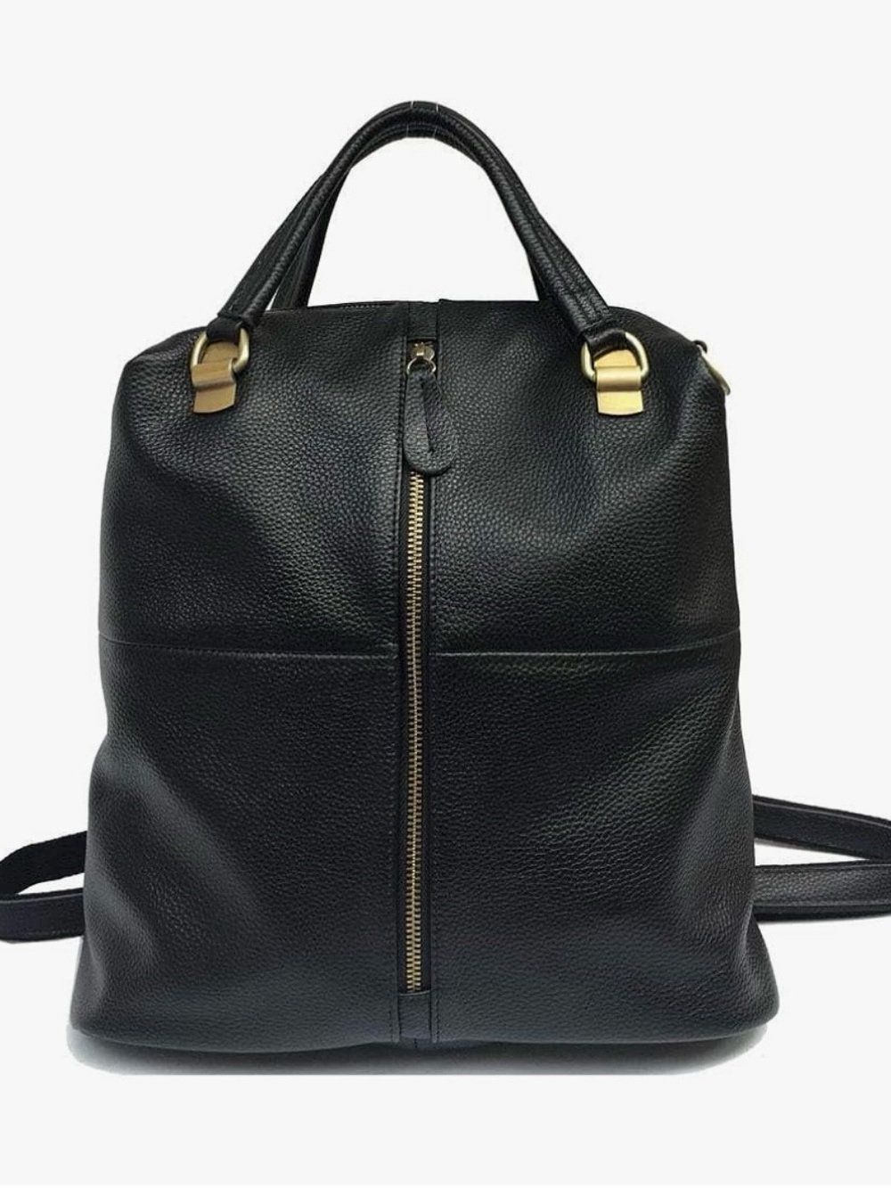 Alice Fan? Black Genuine Cowhide Leather Convertible Backpack Purse